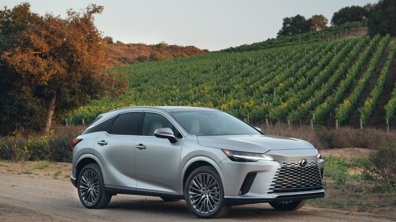 Front-quarter shot of a 2026 Lexus RX350h