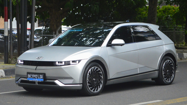 A Hyundai Ioniq 5 on an urban street.