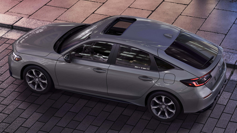 An elevated view of 2025 Honda Civic Hybrid in Sport Touring trim