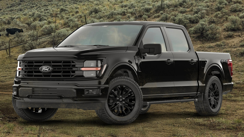A black 2026 Ford F-150 XLT parked at a ranch