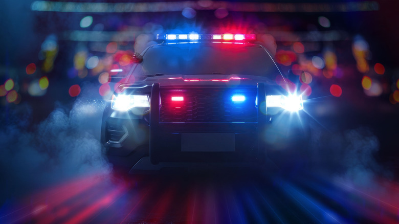 Police car with lights on