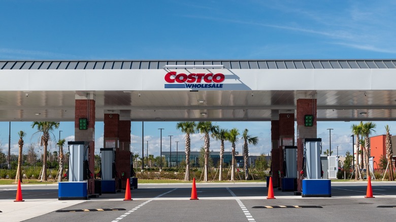 A new Costco gas station sits empty before opening to customers.