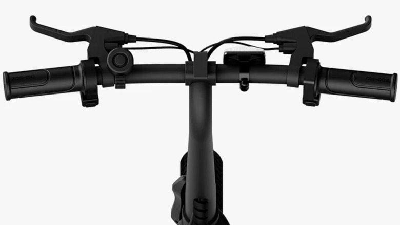 A closeup image of the handlebars on the Jetson Bolt Pro Max Electric Bike on a white background