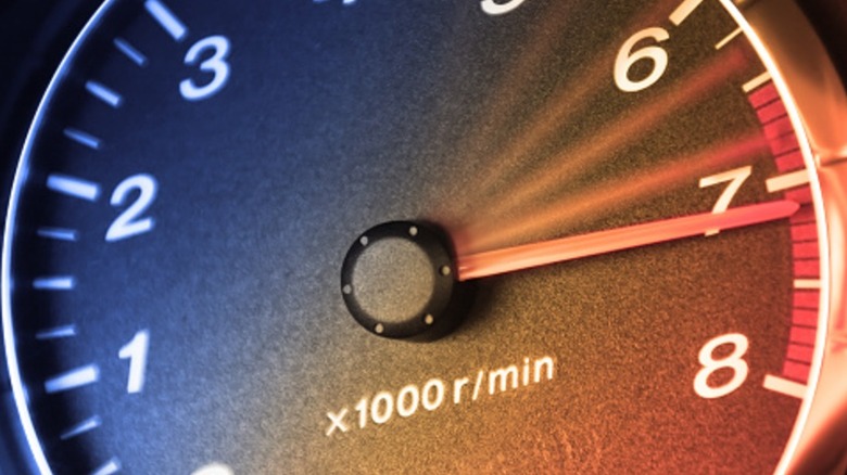 Tachometer of accelerating vehicle, outputting high RPMs