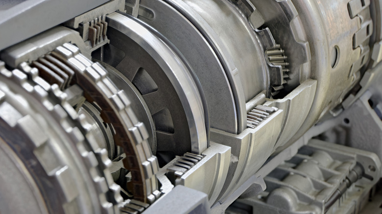 The internal gears of an automatic transmission.