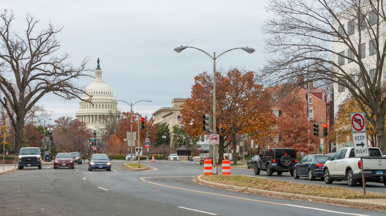 View at the US Capitol from the nearby street