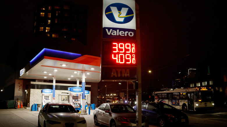 he price of fuel is posted at a Valero gas station on March 22, 2026, in Hoboken, New Jersey.