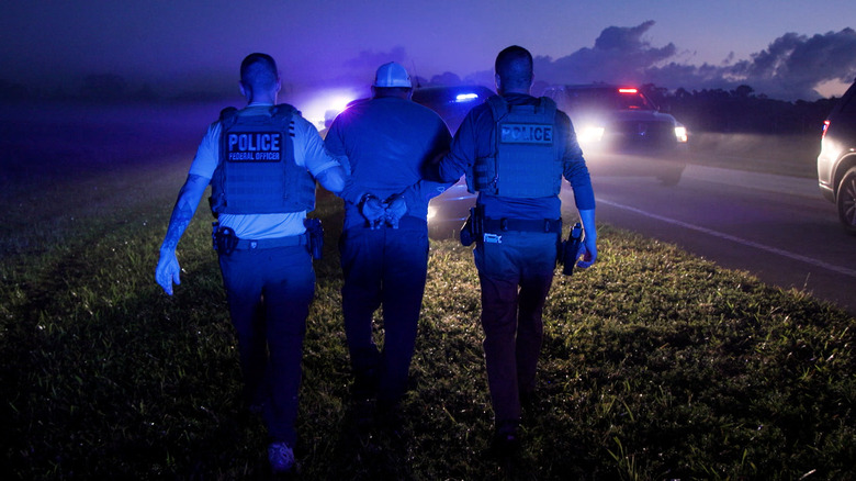 ICE officers make an arrest during targeted enforcement operations in Vero Beach, Florida.