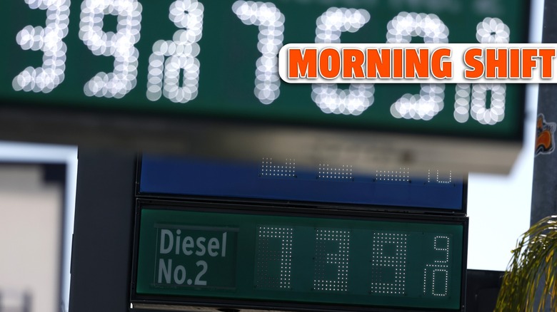 Diesel prices over $7 a gallon are displayed on a pump at a gas station on August 21, 2026 in Los Angeles, California.
