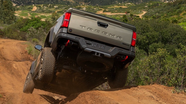 Toyota Tacoma with factory tow hitch assembly well integrated into the truck