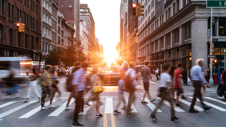 Pedestrians crossing a street in New York