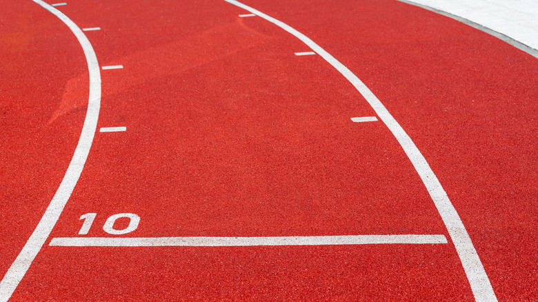 A school track made with recycled rubber materials