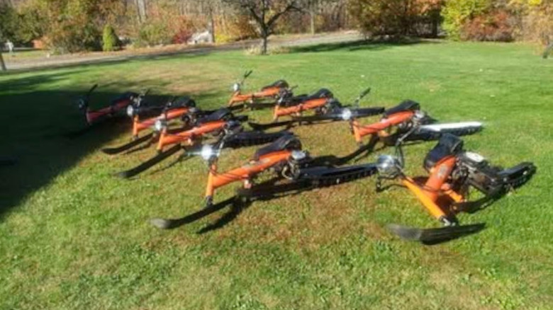 Eight Chrysler Sno-Runners in two lines