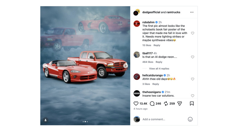Dodge AI Instagram picture