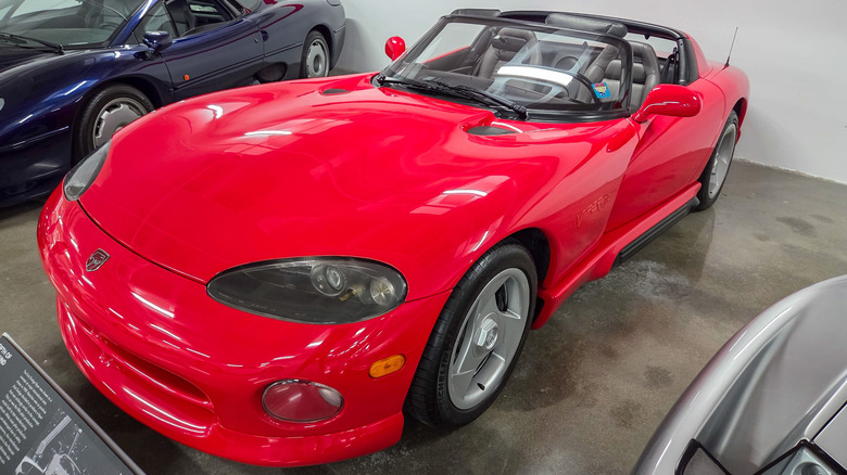 A first-generation Dodge Viper on display at an auto museum