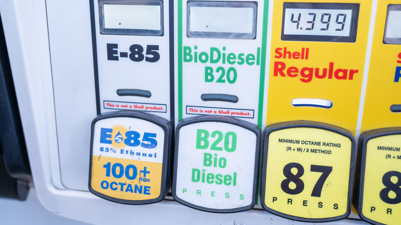 A gas station selling E85 alongside regular 87