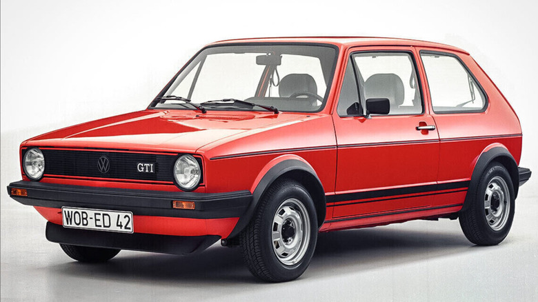 A Volkswagen Red Mk1 Rabbit GTI