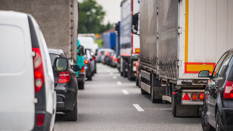 Photo of bumper-to-bumper traffic on a highway.