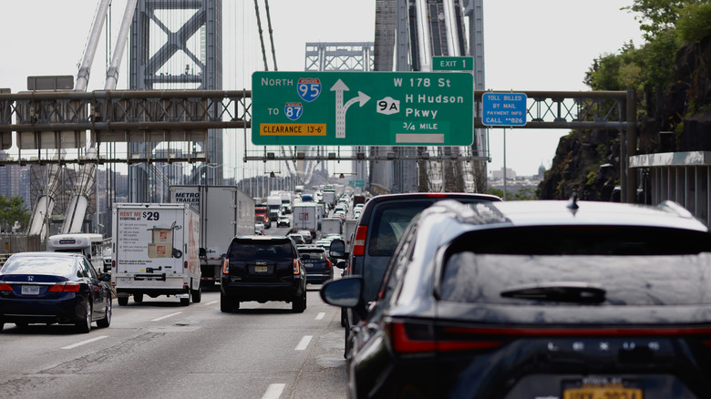 Heavy traffic on the George Washington Bridge in NYC.