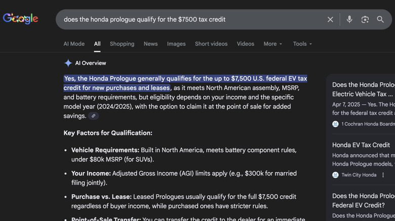 Google search result