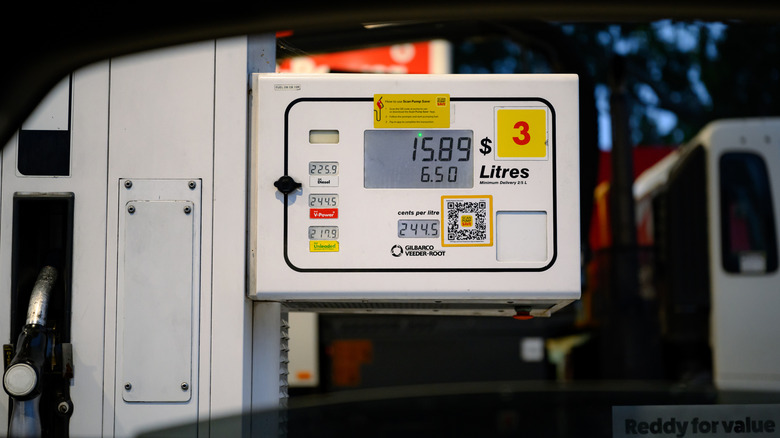 An Australian gas pump showing the increasing prices