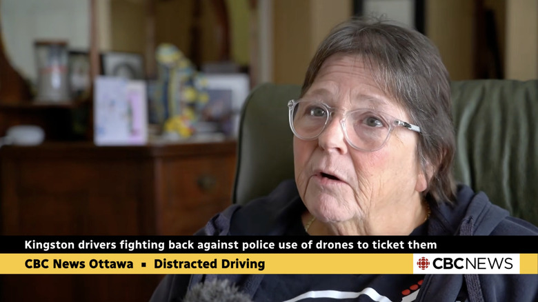 Kingston, Ontario resident Laurie Esseltine, who was cited for distracted driving after photographing a police drone