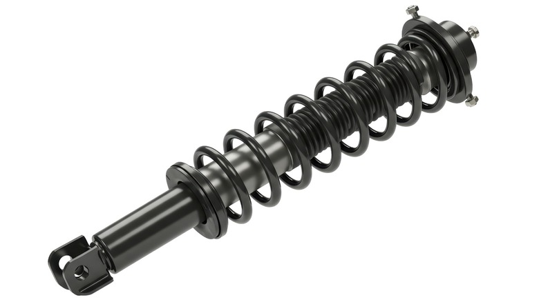 a black strut assembly on a white background