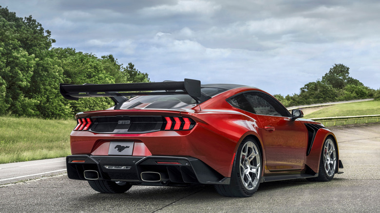 A dual-exhaust system helps add power and style to the Ford Mustang GTD