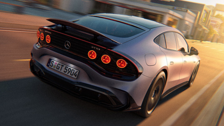 2027 Mercedes-AMG GT53 4-Door Coupe rear 3/4 view