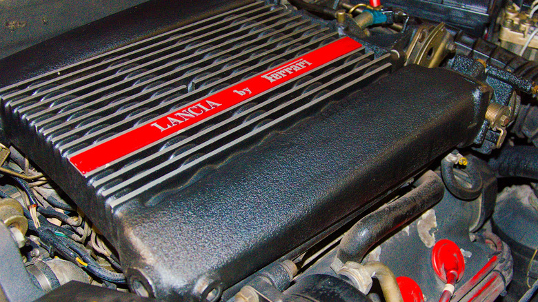 A Lancia Thema 8.32 shows off its Ferrari- and Ducati-derived V8 engine