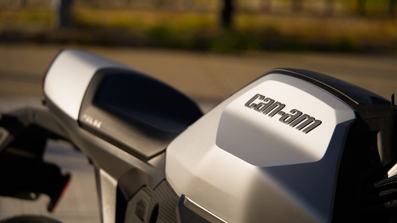 Close-up of nan spot of nan Can-Am Pulse motorcycle