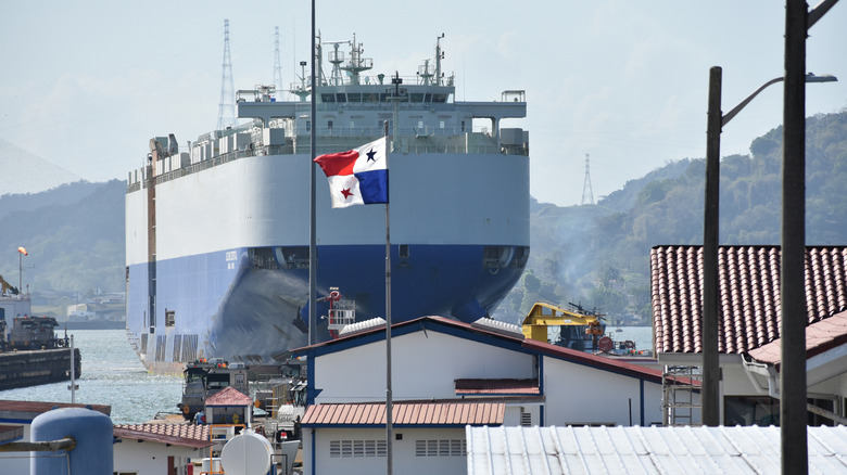 Ship passing through Panama Canal