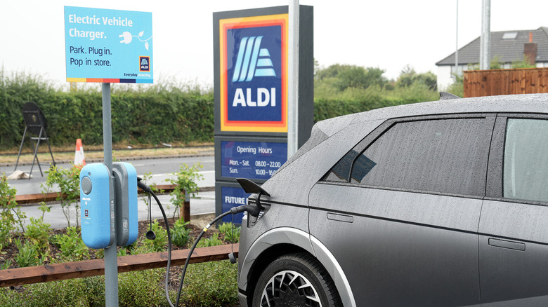 Hyundai Ioniq 5 charging at an Aldi