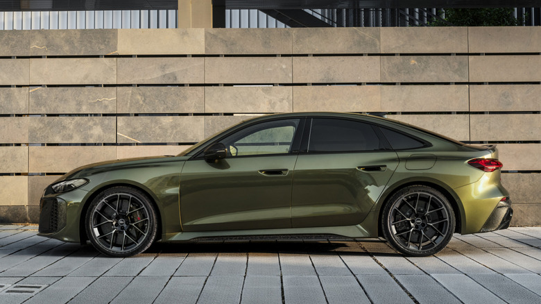 Side view of a green Audi RS5 sedan