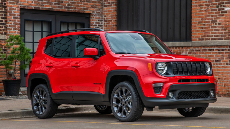 Jeep Renegade by brick building