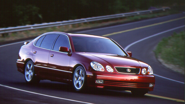 1998 Lexus GS 400 front 3/4 view while driving at speed