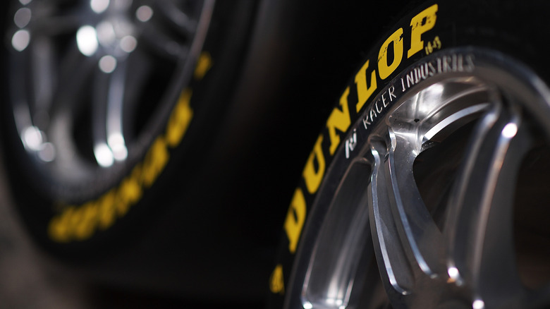 Close up of Dunlop tire.