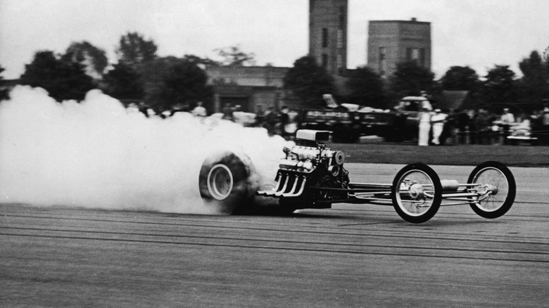 Mickey Thompson in a burnout.