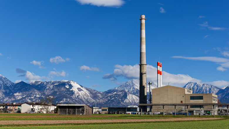 Slovenian factory against a picturesque background.