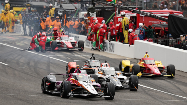 Marcus Ericsson in the pits at the Indy 500