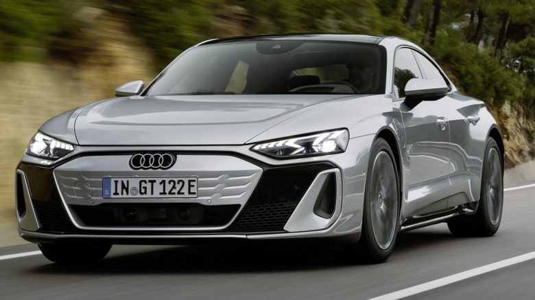 A gray 2025 Audi S e-tron GT on the road