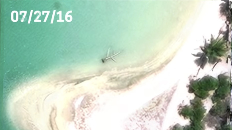 Satellite view of the Taraia Object, suspected to be Amelia Earhart's Lockheed Electra 10-E aircraft