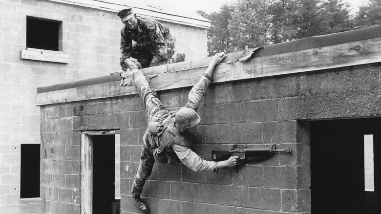 A U. S. Naval academy midshipman undergoing infantry training at Marine Corps Base Quantico, Virginia