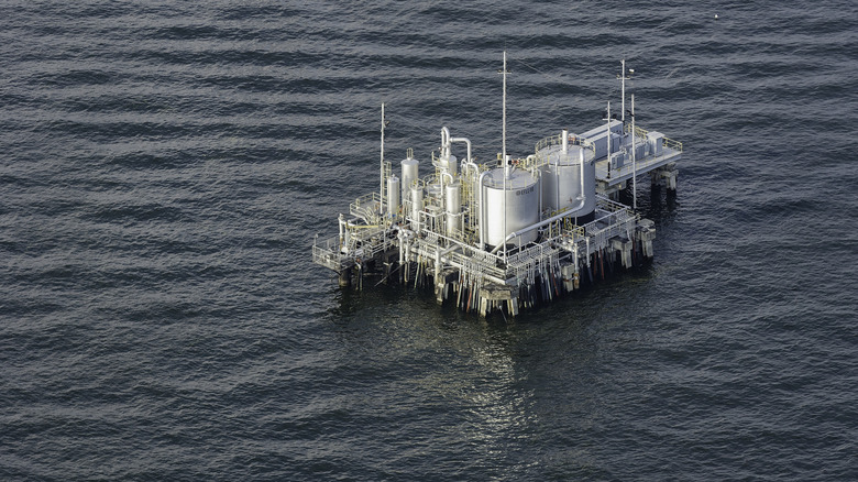 Oil flow station located in Lake Maracaibo, Venezuela