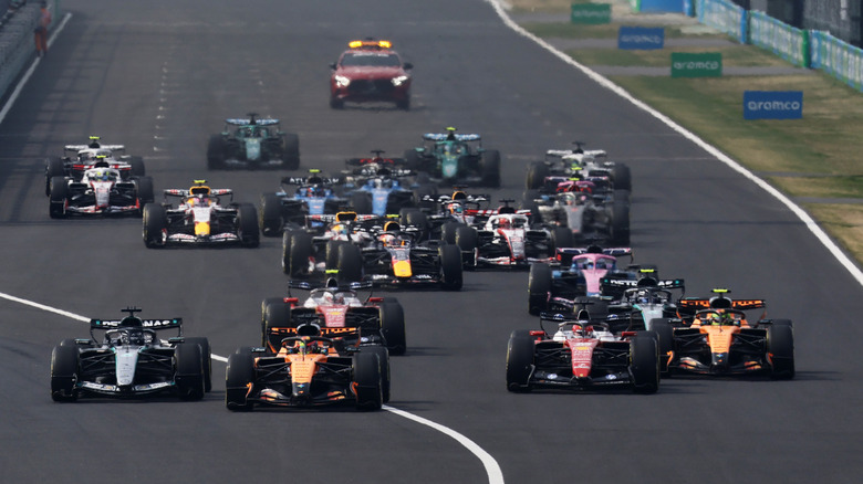 Oscar Piastri of Australia driving the (81) McLaren MCL40 Mercedes leads the field away at the start during the F1 Grand Prix of Japan at Suzuka Circuit on March 29, 2026 in Suzuka, Japan.