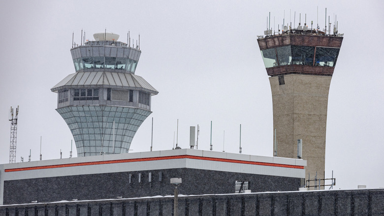 The air traffic control towers at Chicago O'Hare International Airport