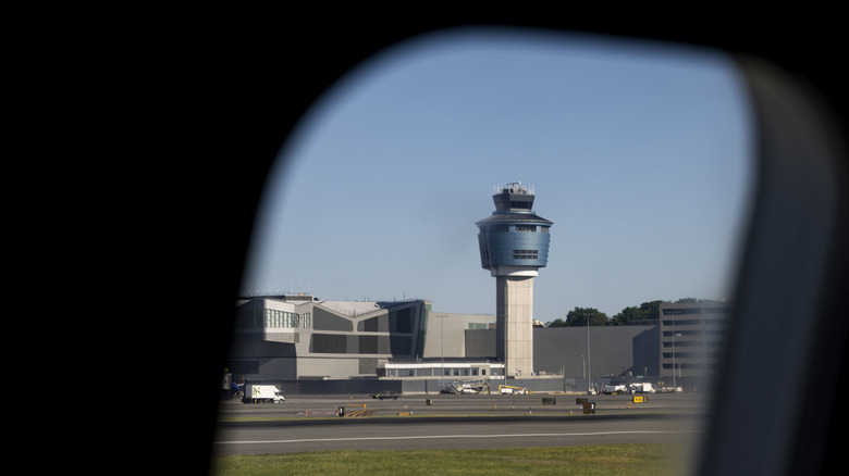 The Air Traffic Control (ATC) tower at LaGuardia Airport (LGA) in Queens on June 3, 2026 in New York City.