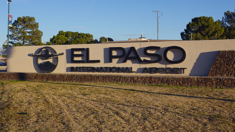 The sign at the entrance to El Paso International Airport