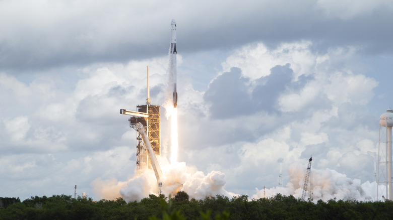 A SpaceX Falcon 9 lifts off from NASA's Kennedy Space Center
