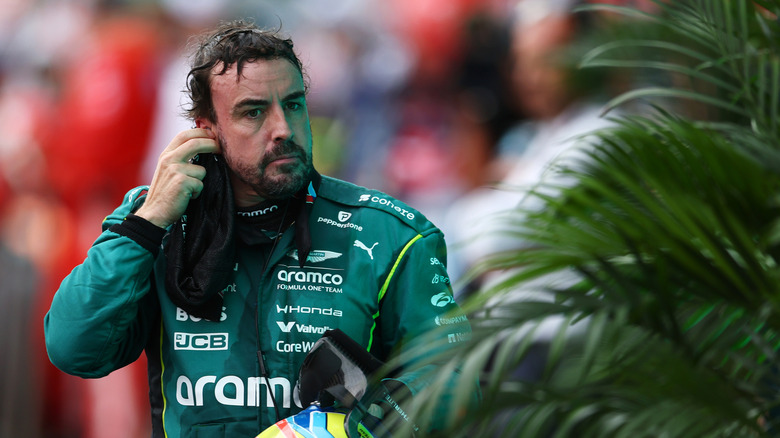Sixteenth-placed Fernando Alonso of Spain and the Aston Martin F1 Team looks on in parc ferme during the F1 Grand Prix of United States on October 25, 2026 in Austin, Texas.